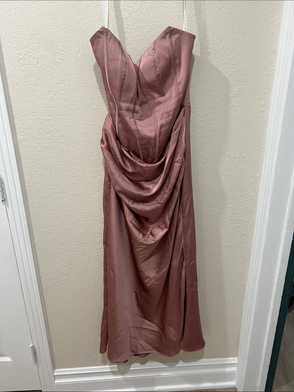 Azazie Strapless Sweetheart Satin Gown - Rosewood